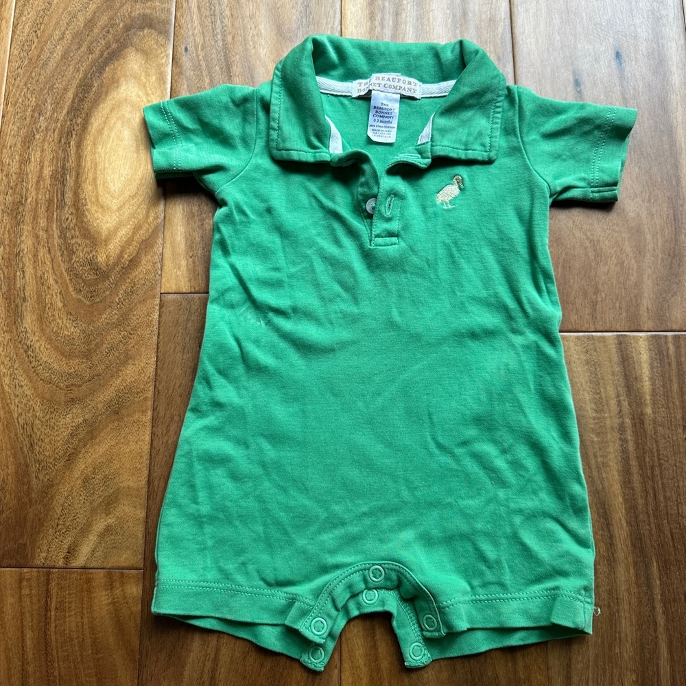 TBBC boys polo romper, size 0-3 months